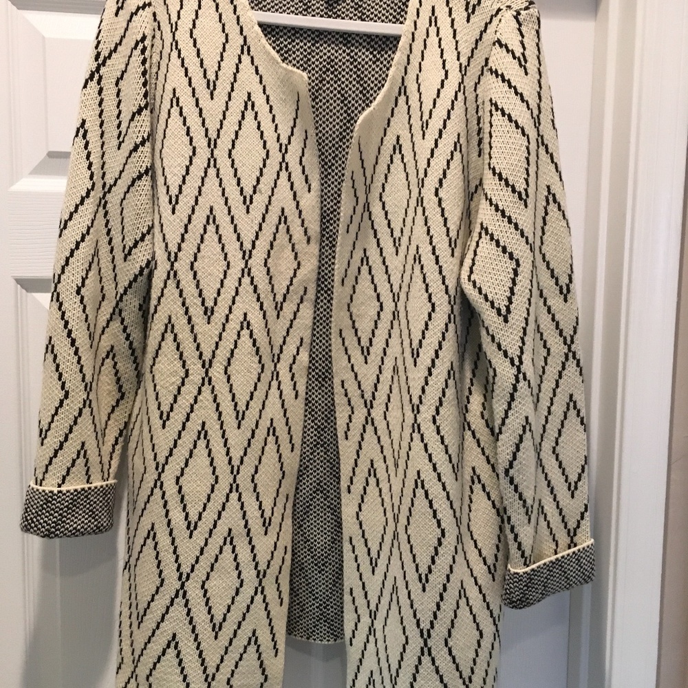 Cream and Black Cardigan. Oliver. Size XL